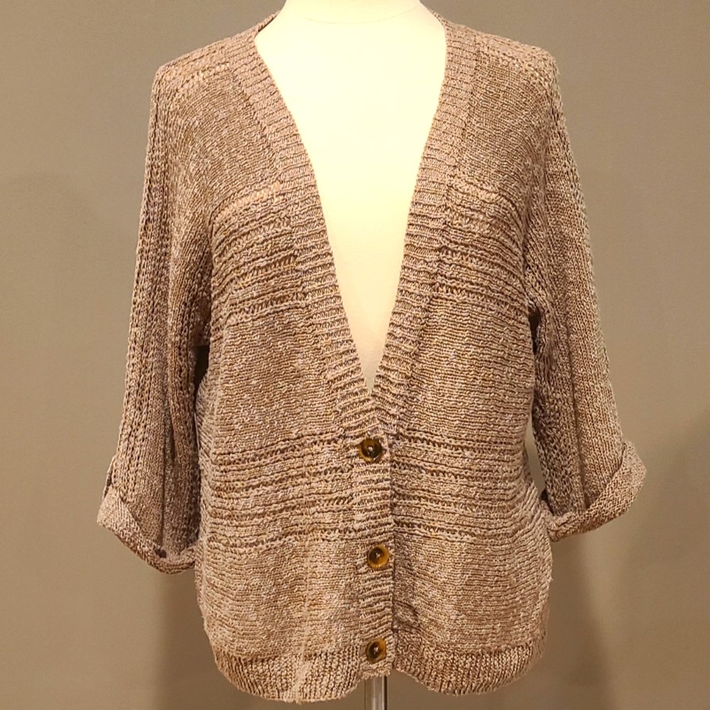 J. Jill Knit Cardigan Light Brown Large